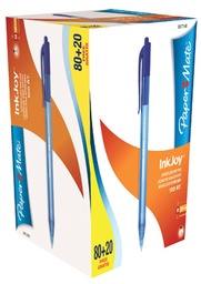 [TIM-977440] Balpen Paper Mate Inkjoy 100 RT medium 1,0mm blauw voordeelpack 80+20 gratis