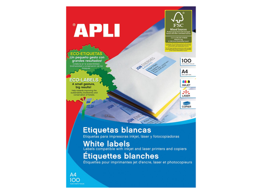 [TIM-AP1274] Etiketten Apli 105x37mm 16 etik/bl wit (100)(581274)