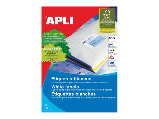 [TIM-AP1298] Etiketten Apli 70x36mm 24 etik/bl wit (100)(581298)