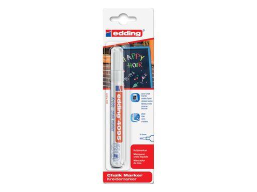 [TIM-B4095W] Krijtmarker Edding 4095 ronde punt 2-3mm wit blister