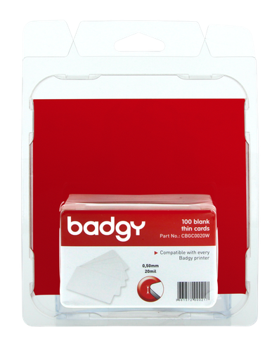 [TIM-BGC0020] Kaarten Badgy voor badgeprinter 100 en 200 54x86mm dun 0,5mm (100)