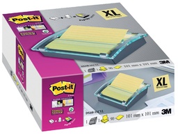 [TIM-C2016] Z-Notes Post-it 101x101mm gelijnd geel met dispenser Millenium zwart