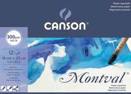 [TIM-C287317] Aquarelpapierblok Canson Montval 18x25cm wit met fijne korrel 300g 12vel