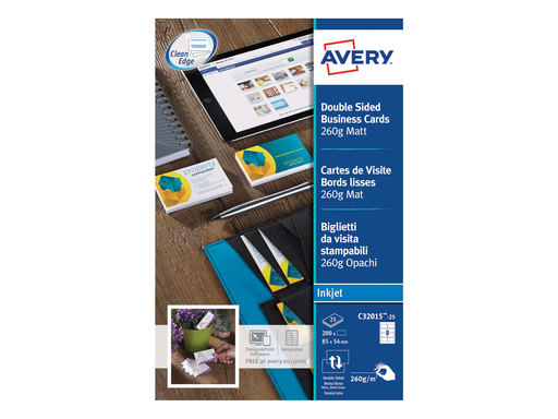 [TIM-C32015] Visitekaart Avery 08 kaarten/bl 85x54mm 260g mat (25)