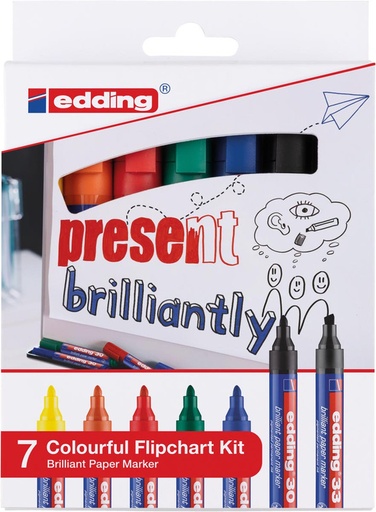 [TIM-E30337] Flipchartmarker Edding Brilliant Paper assorti (7)