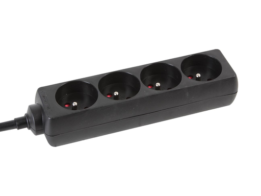 [TIM-EB4BLN] Contactdoos Perel met 4 stopcontacten zwart