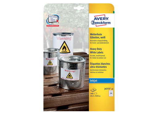 [TIM-J477310] Etiketten Avery Heavy Duty 24 etik/bl 63,5x33,9mm wit (10)
