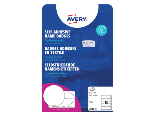 [TIM-J478520] Naambadge labels Avery zelfklevend 50x80 (200)