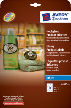 [TIM-J810210] Etiketten Avery 18 etik/bl 63,5x42,3mm ovaal wit (10)