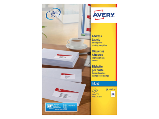 [TIM-J856025] Etiketten Avery Address 21 etik/bl 63,5x38,1mm voor inkjet transparant (25)