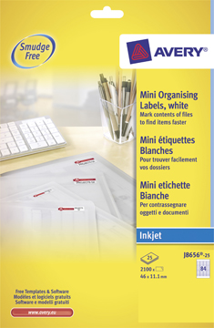 [TIM-J865625] Etiketten Avery 84 etik/bl 46x11,1mm voor inkjet wit (25)