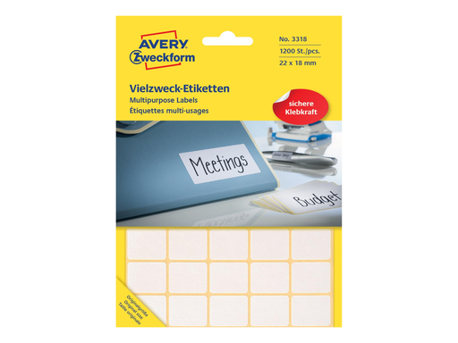 [TIM-L3318] Etiketten Avery 22x18mm wit (1200)