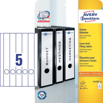 [AVE-L4758] Rugetiket Avery 05 etik/bl 38x297mm wit (25)