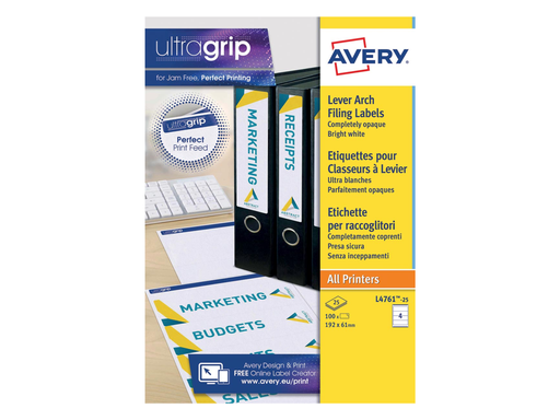 [TIM-L4761A] Rugetiket Avery 04 etik/bl 192x61mm wit (25)
