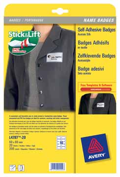 [TIM-L478720] Etiketten Avery Textiel 10 etik/bl 80x50mm voor laser wit met blauw kader (20)