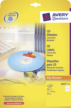 [TIM-L6015] Etiketten Avery CD 02 etik/bl Ø117mm wit (25)