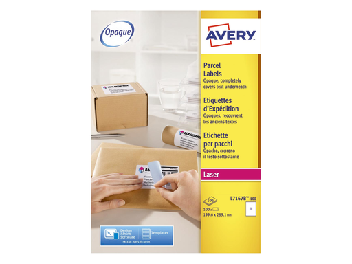 [TIM-L7167B] Etiketten Avery BlockOut QuickPeel 01 etik/bl 199,6x289,1mm voor laser (100)