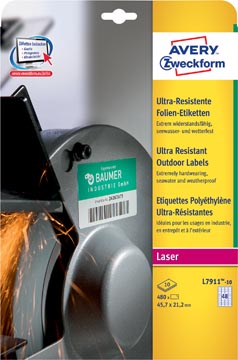 [TIM-L791110] Etiketten Avery Outdoor 48 etik/bl 45,7x21,2mm voor laser wit (10)