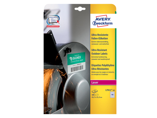 [TIM-L791110] Etiketten Avery Outdoor 48 etik/bl 45,7x21,2mm voor laser wit (10)