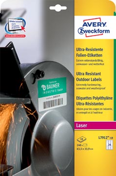 [TIM-L791210] Etiketten Avery Outdoor 24 etik/bl 63,5x33,9mm voor laser wit (10)