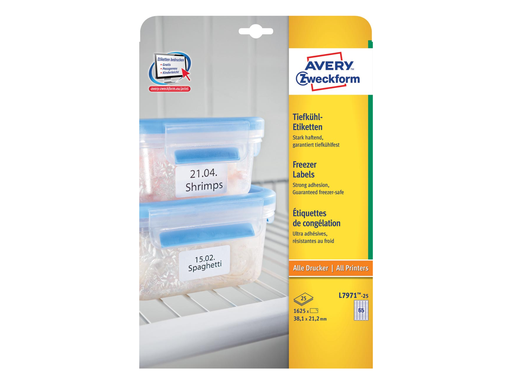 [TIM-L797125] Diepvriesetiketten Avery 65 etik/bl 38,1x21,2mm (25)