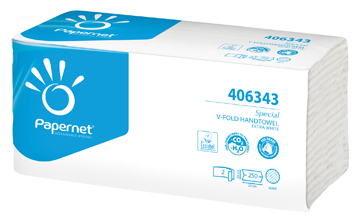 [TIM-P406343] Handdoeken Papernet 2-laags V-vouw extra wit (250)