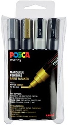 [TIM-PC5M4] Paintmarker Uni-ball Posca ronde punt 1,8-2,5mm assorti metal (4)