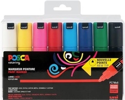 [TIM-PC7M8] Paintmarker Uni-ball Posca ronde punt 4,5-5,5mm assorti (8)