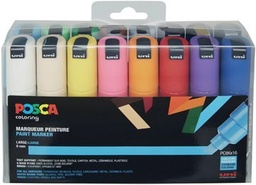 [TIM-PC8K16] Paintmarker Uni-ball Posca schuine punt 8mm assorti (16)