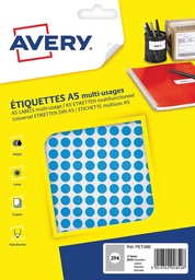 [TIM-PET08B] Markeringsetiket Avery 294 etik/bl. Ø8mm blauw (10)