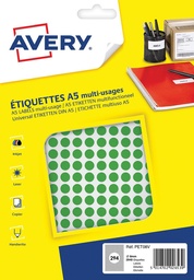 [TIM-PET08V] Markeringsetiket Avery 294 etik/bl. Ø8mm groen (10)