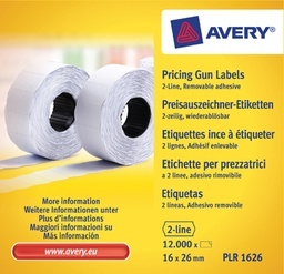 [TIM-PLR1626] Etiket Avery Prijstang afneembaar 16x26mm 1.200 etik/rol wit (10)