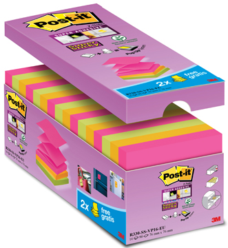 [TIM-S33016] Z-Notes Post-It 76x76mm assorti voordeelpak 12+4 gratis