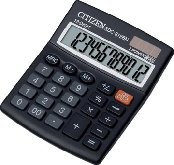 [OUT-SDC812] Rekenmachine Citizen SDC-812 zwart