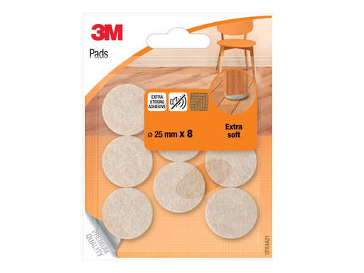 [TIM-SP84A21] Vloerpads 3M beschermend vilt Ø 25mm beige (8)
