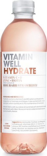 [TIM-VMA1090] Vitaminewater Vitamin Well Rhubarb&Strawberry fles 0,5l (12)