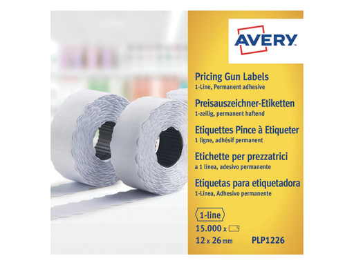 [TIM-YPLP122] Etiketten Avery Prijstang permanent 12x26mm 1.500 etik/rol geel (10)