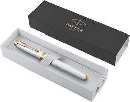 [TIM-2143646] Roller Parker IM fijn, zwart, in giftbox, Pearl (wit/goud)