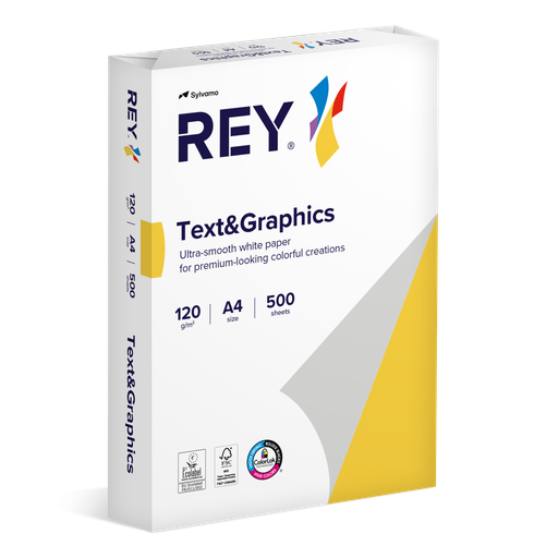 [PAP-RTG04] Rey text & graphics DIN A4 120gr wit (250) - FSC Mix 70%