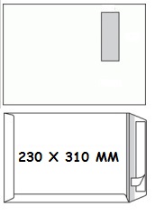 [ENV-Z36] Zakomslag 230x310mm wit + strip M/V links (250)