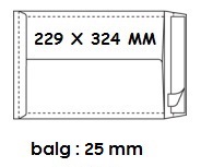 [ENV-B18] Zakomslag met balg 229X324X25 wit + strip (250)