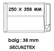 [ENV-B20] Zakomslag met balg 250x358x38 wit + strip securitex (100)
